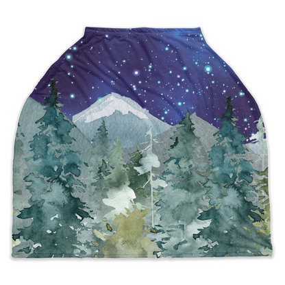 Dark Blue Sky forest Car Seat Cover | Woodland Nursing Cover - Majestic Forest