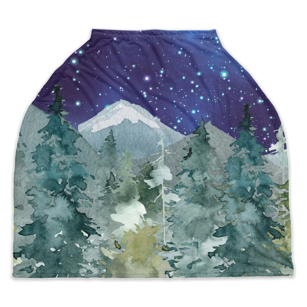 Dark Blue Sky forest Car Seat Cover | Woodland Nursing Cover - Majestic Forest