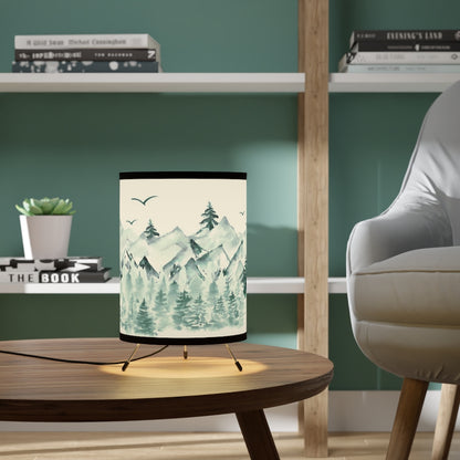 Pine Tree and Mountains Table Lamp, Forest nursery decor