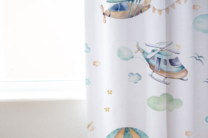 Airplanes Curtain Single Panel, Airplanes Nursery Decor - Up In The Sky