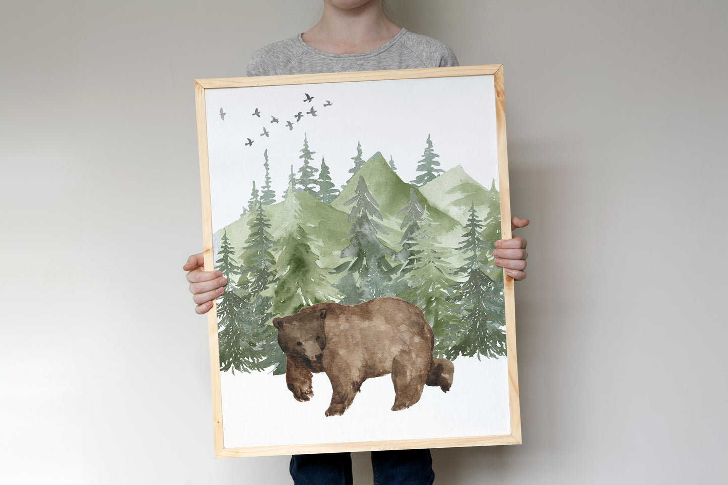 Forest Printable Wall Art, Woodland Nursery Prints Set of 3 - Enchanted Green
