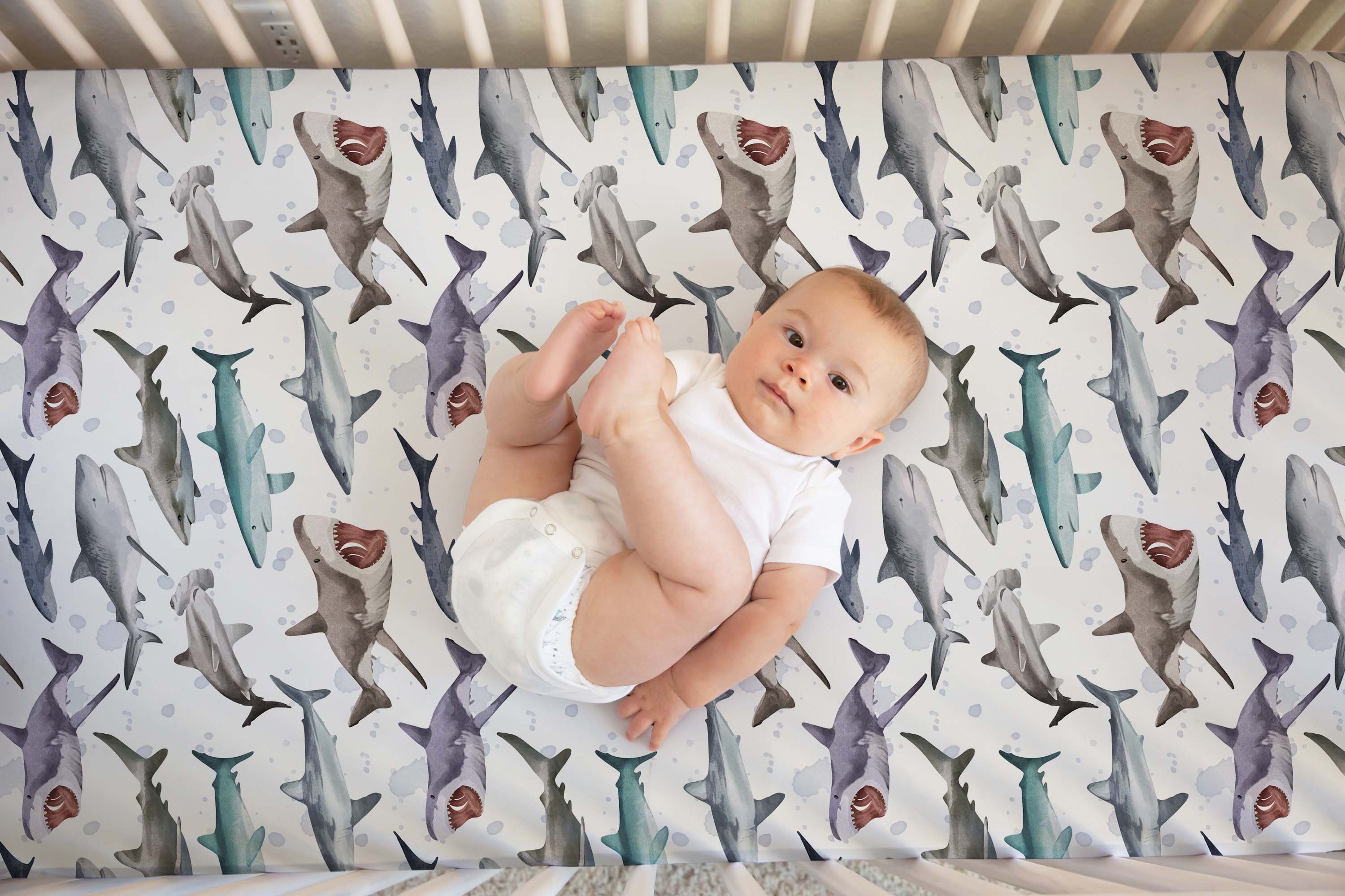 Shark Crib Sheet Nautical Nursery Bedding Jaws