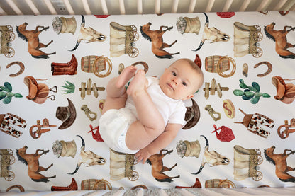 Cowboy Crib Sheet, Cowboy Nursery Bedding - Cowboy Life