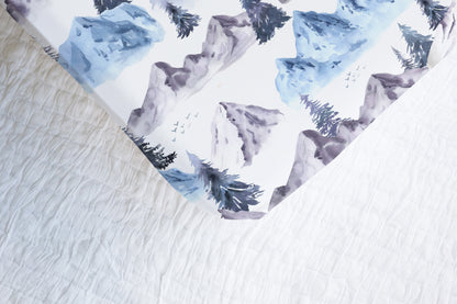 Blue Forest Crib Sheet, Mountains Nursery Bedding - Wild Blue