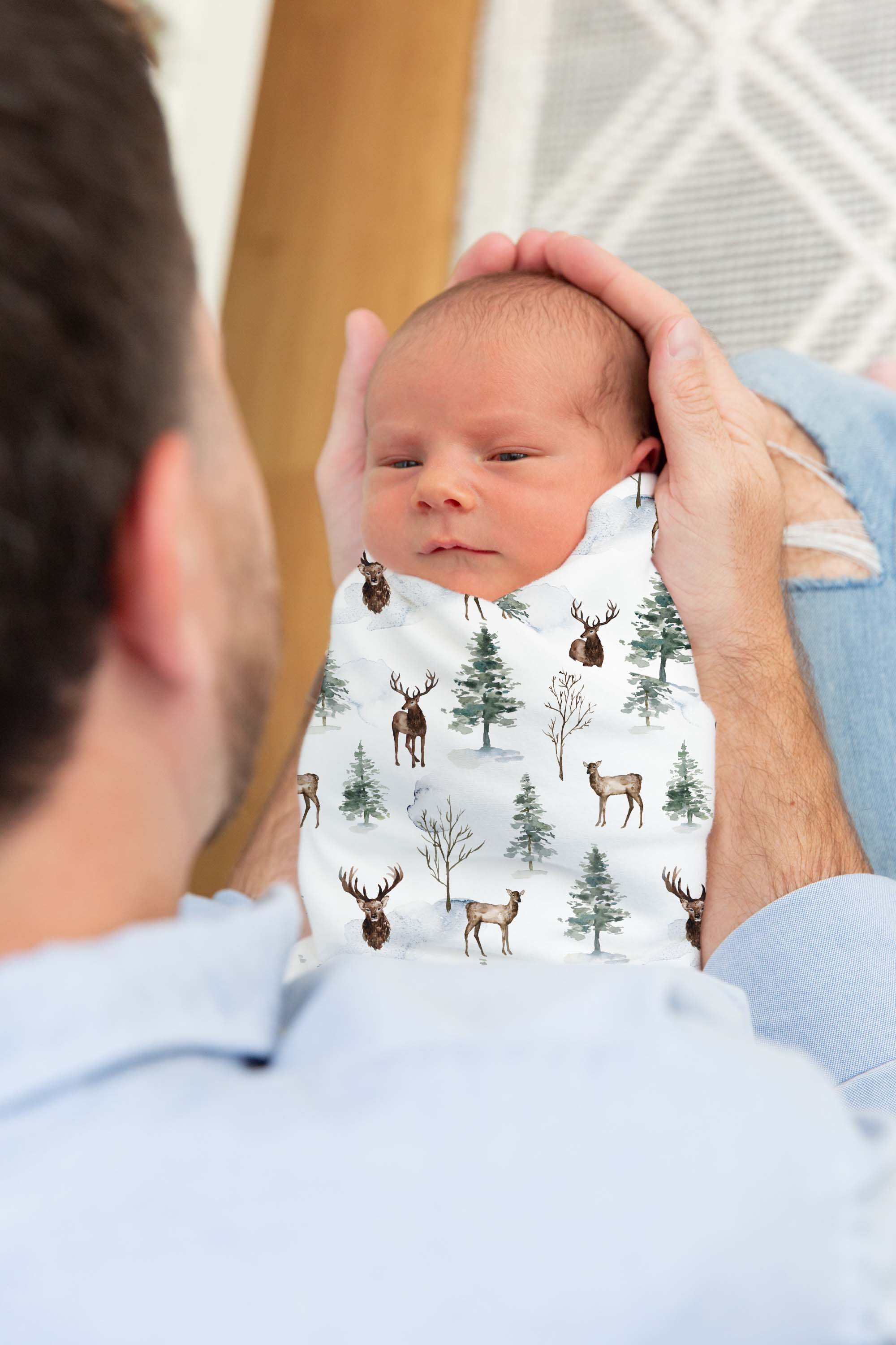 Newborn swaddle and sales hat set boy