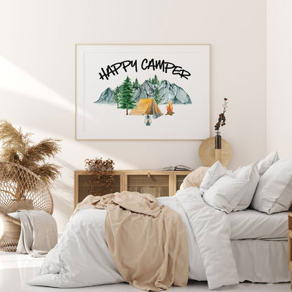 Happy Camper Printable Wall Art, Camping Nursery Print - Little Explorer
