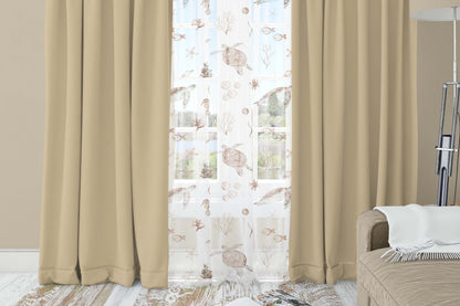 Under The Sea Sheer Curtain, Single Panel, Ocean animals nursery - Deep Ocean