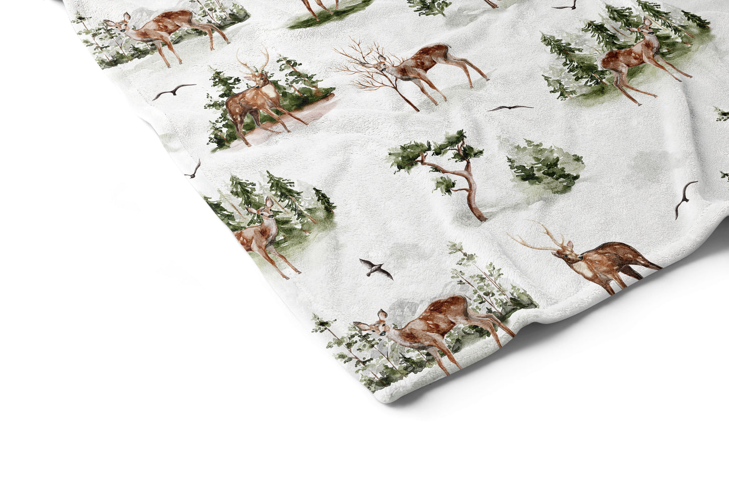 Deer minky blanket, Woodland nursery bedding - Cabin Life
