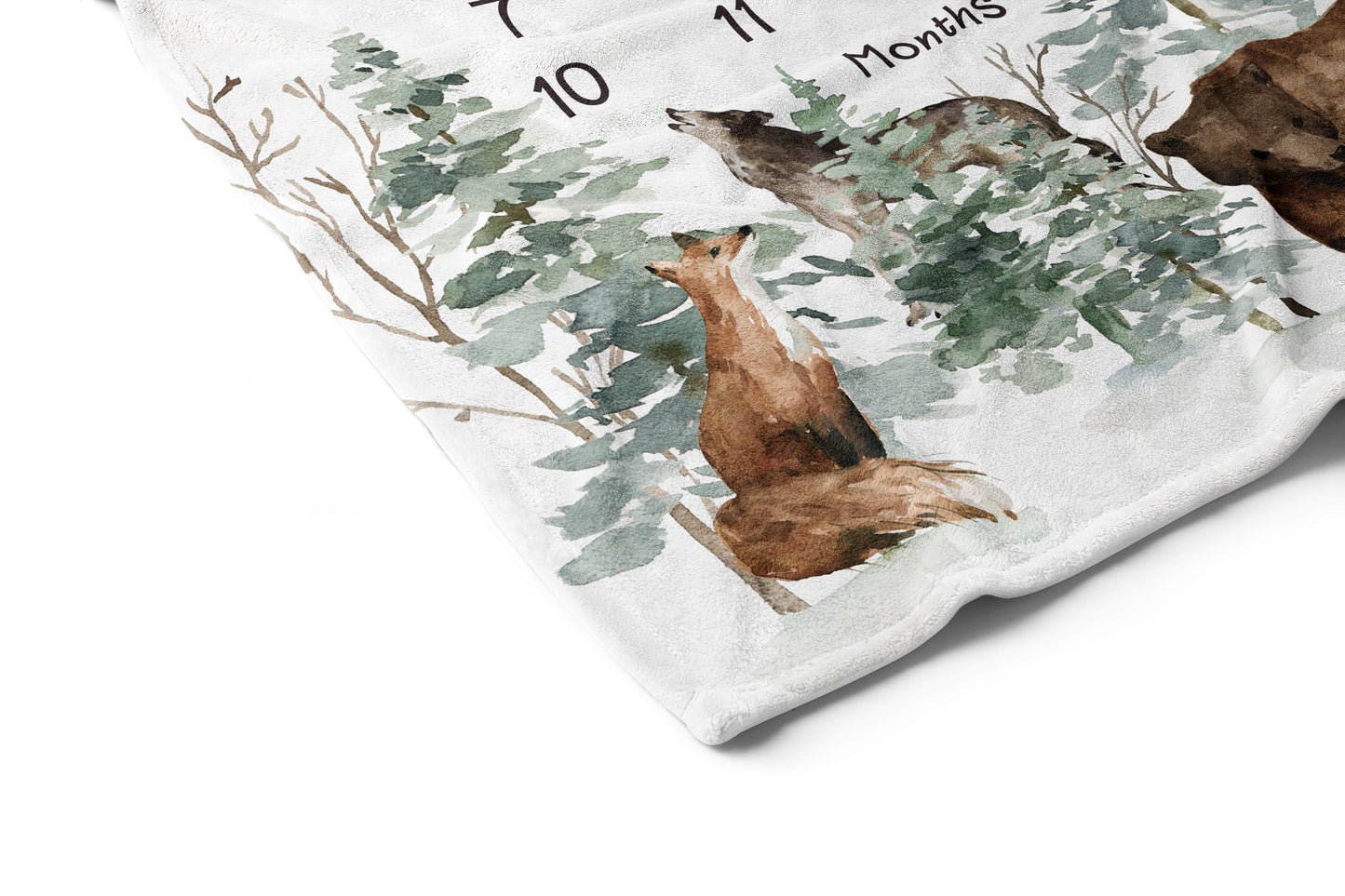 Woodland Animals Milestone Blanket, Forest Baby Monthly Growth Tracker - Enchanted Forest