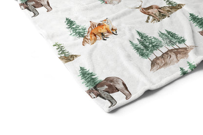 Woodland Minky Blanket, Forest Nursery Bedding - Little Explorer