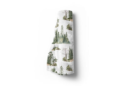 Forest Minky Blanket, Woodland Nursery Decor - Forest Mist