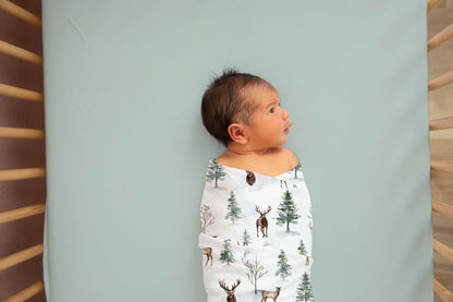 Forest Swaddle and Hat Set, Deer Hospital Baby Boy Blanket - Enchanted Forest