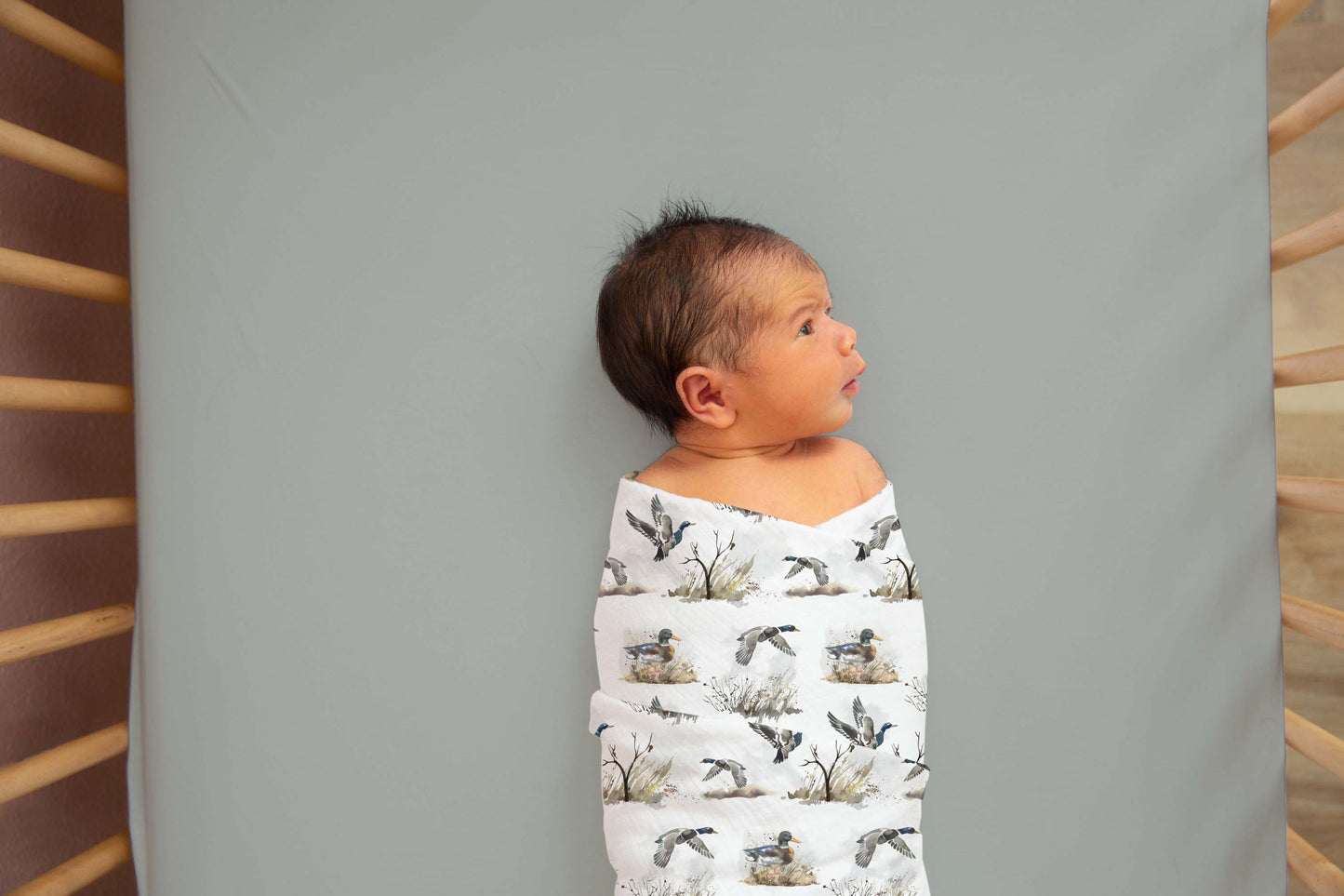 Mallard ducks Swaddle and Hat Set, Duck hunting Hospital Baby Boy Blanket - Hunter