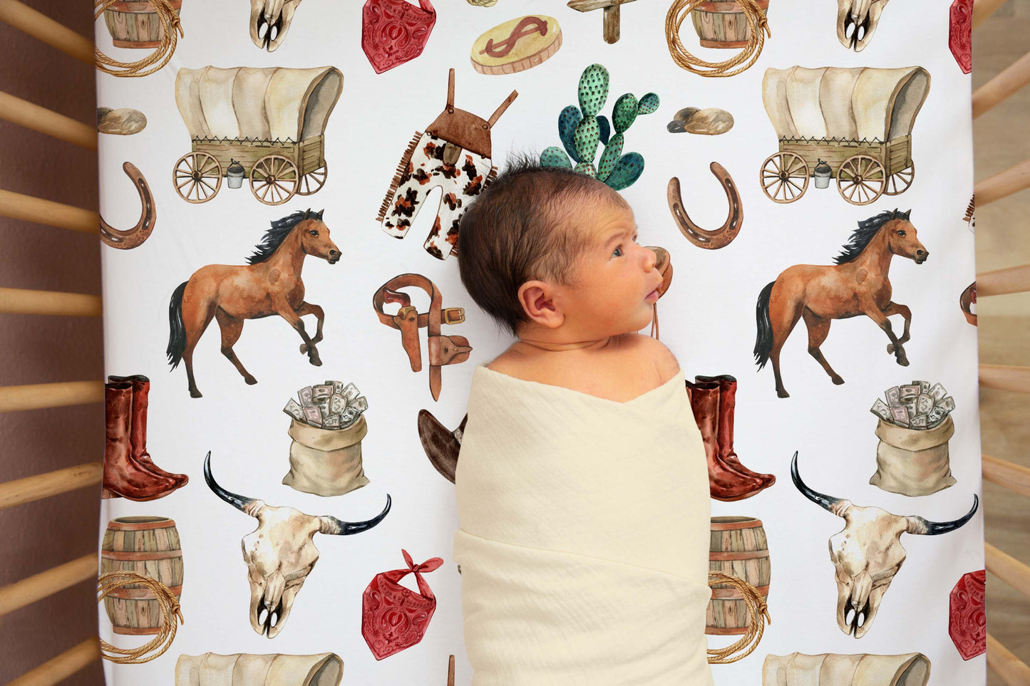 Cowboy Crib Sheet, Cowboy Nursery Bedding - Cowboy Life