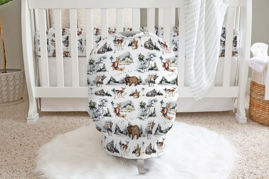 Woodland Car Seat Cover | Forest animals nursing cover - Wild Nature