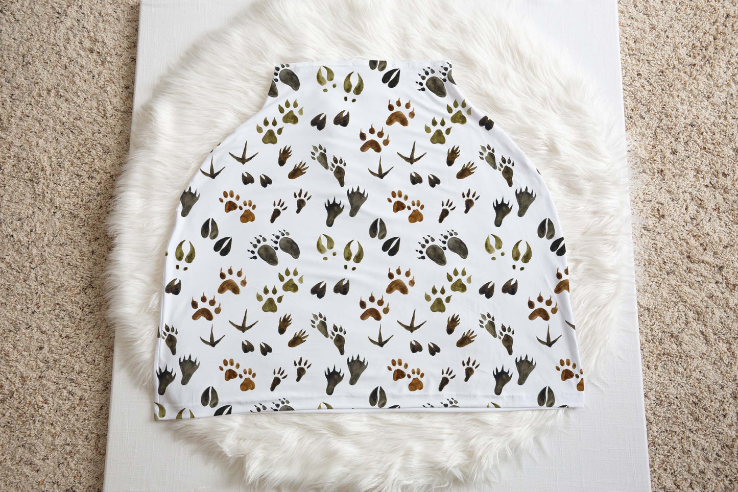 Animal tracks Car Seat Cover, Woodland Nursing cover up - Footprints in the forest