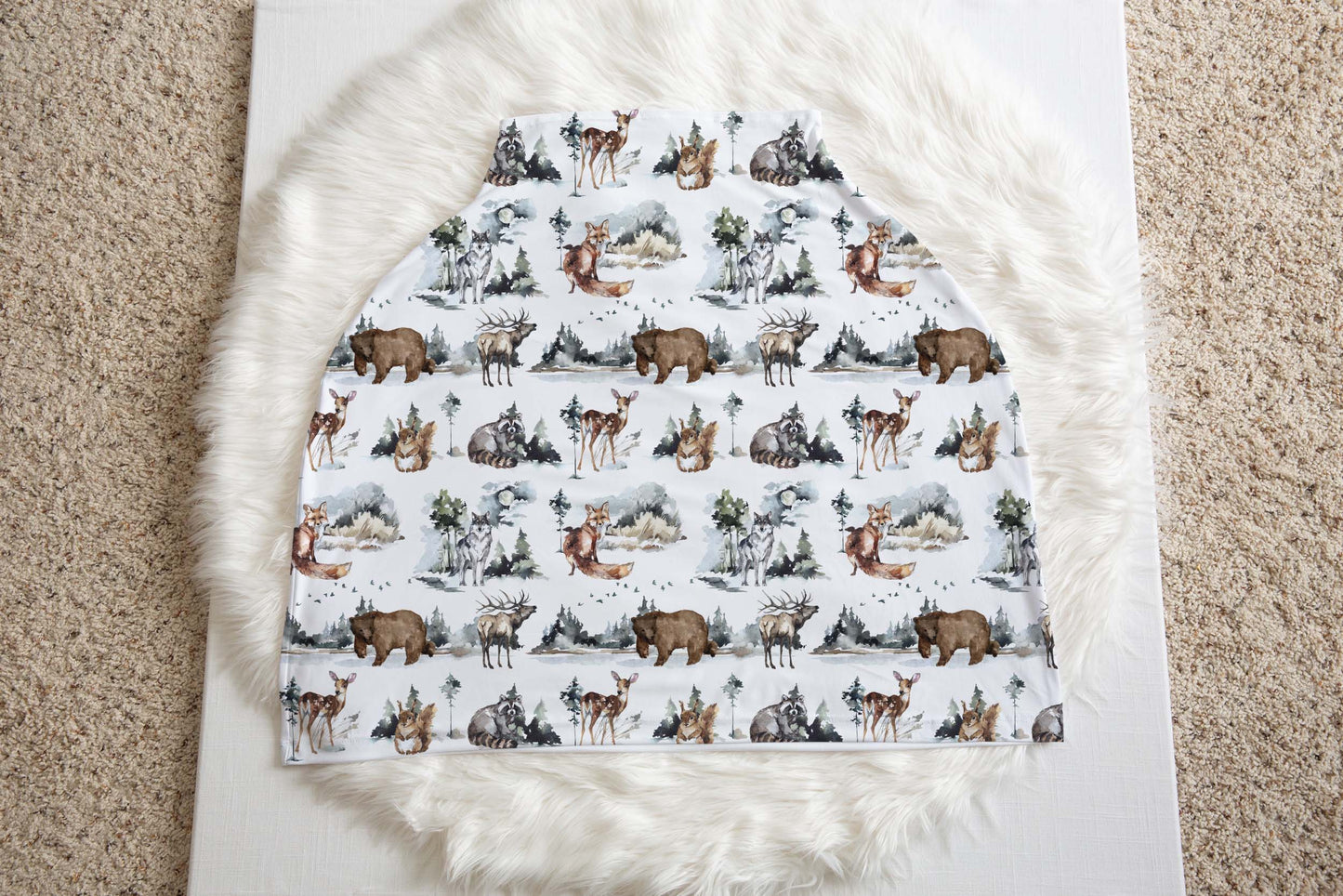 Woodland Car Seat Cover | Forest animals nursing cover - Wild Nature