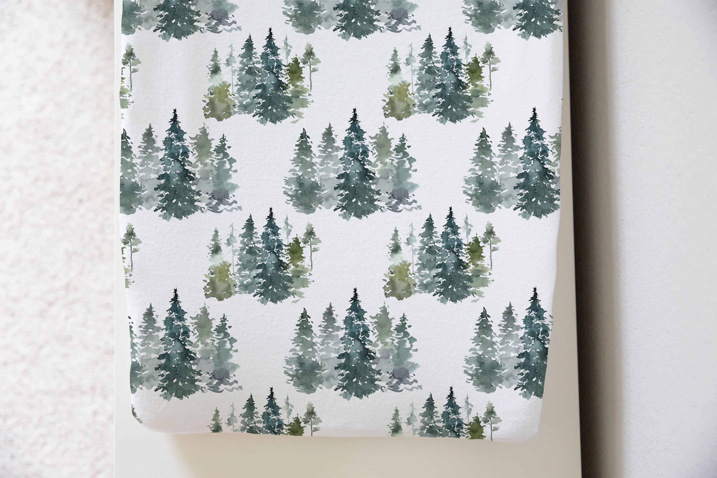 Pine Trees Changing Pad Cover, Forest Nursery - Majestic Forest 