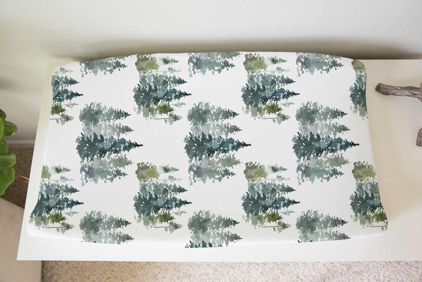 Pine Trees Changing Pad Cover, Forest Nursery - Majestic Forest
