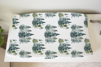 Pine Trees Changing Pad Cover, Forest Nursery - Majestic Forest