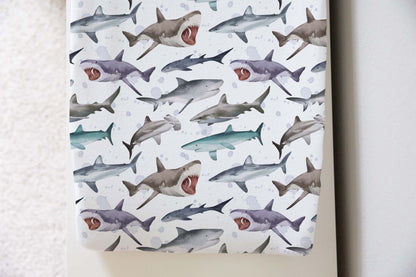Shark Changing Pad Cover, Shark nursery decor - Jaws