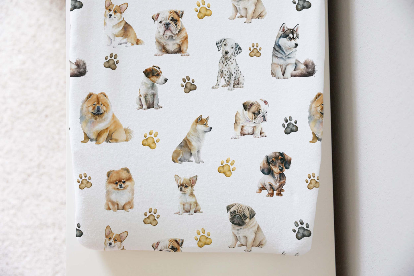 Puppy dogs Changing Pad Cover, Dogs nursery bedding - Friends Forever