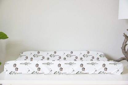 Bear Tracks Changing Pad Cover, Forest Nursery Decor - Forest Mist