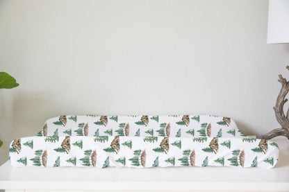 Mountains and Pine Trees Changing Pad Cover, Forest Nursery Decor - Little Explorer