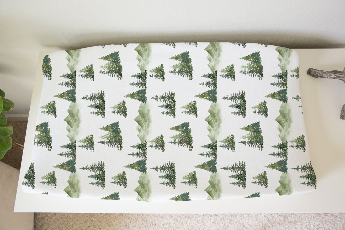 Forest Changing Pad Cover, Mountains Nursery Decor - Enchanted Green