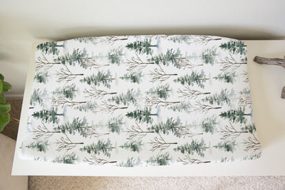 Pine Trees Changing Pad Cover. Forest Nursery Decor - Enchanted Forest
