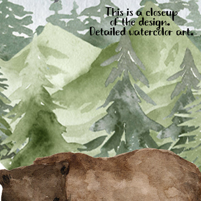 Bear Printable Wall Art, Woodland Nursery Print - Enchanted Green