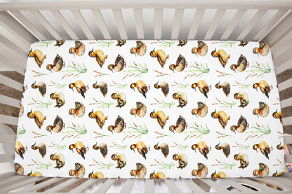 Mallard Ducks Crib Sheet, Ducks Hunting Nursery Bedding - Little Ducklings