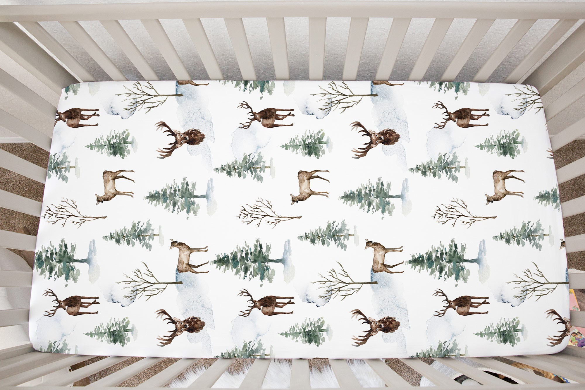 Woodland Crib Sheet Forest Nursery Bedding Enchanted Forest Little Man Cave