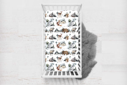 Woodland animals Crib Sheet, Forest Nursery Bedding - Wild Nature