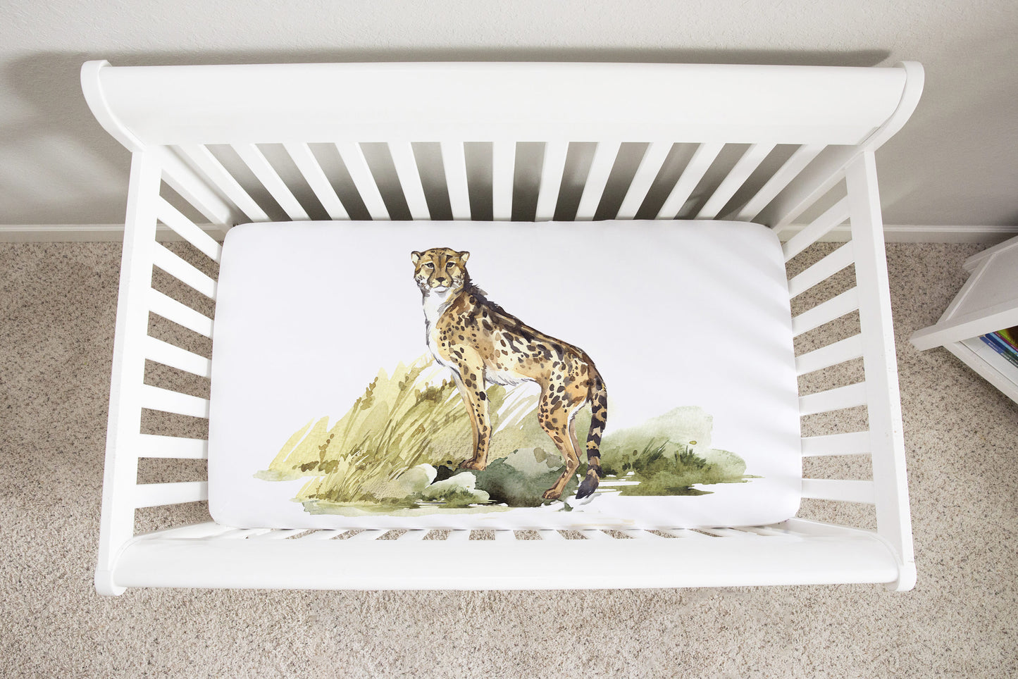 Cheetah Minky Crib Sheet, Safari Nursery Bedding - Africa Encounter