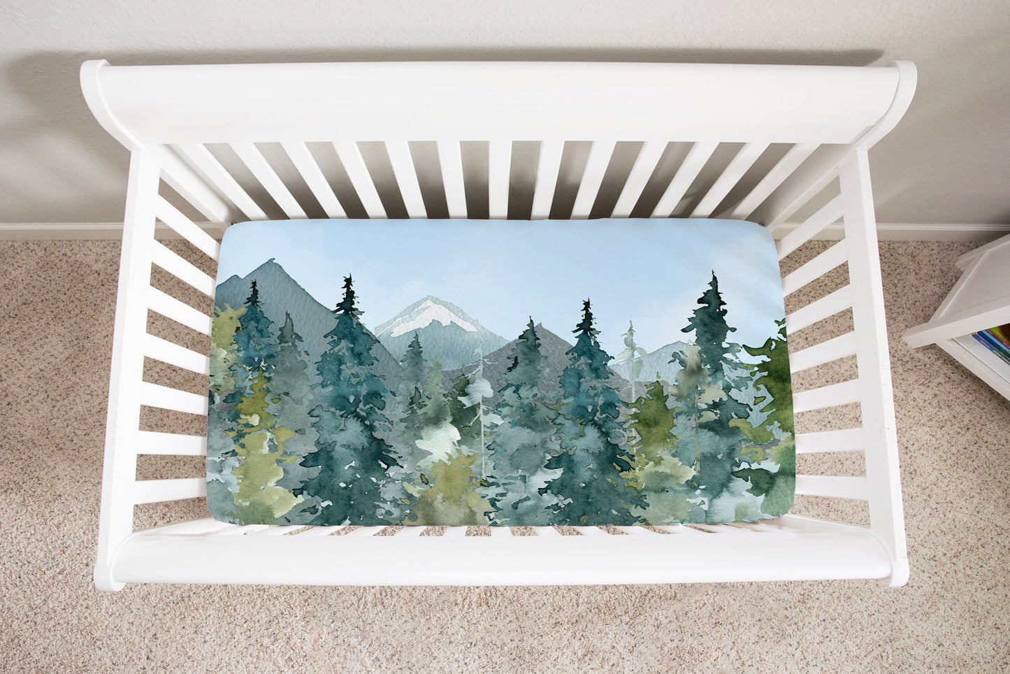 Blue Sky Forest Minky Crib Sheet, Forest Nursery Bedding - Majestic Forest