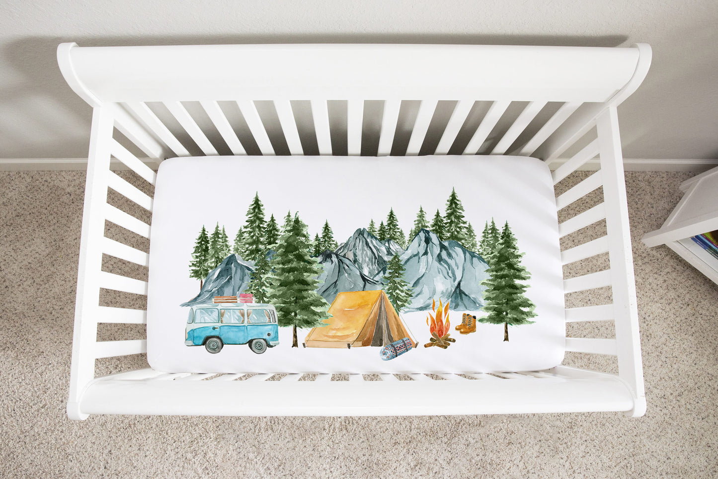 Camping Crib Sheet, Adventure Nursery Bedding - Little Explorer