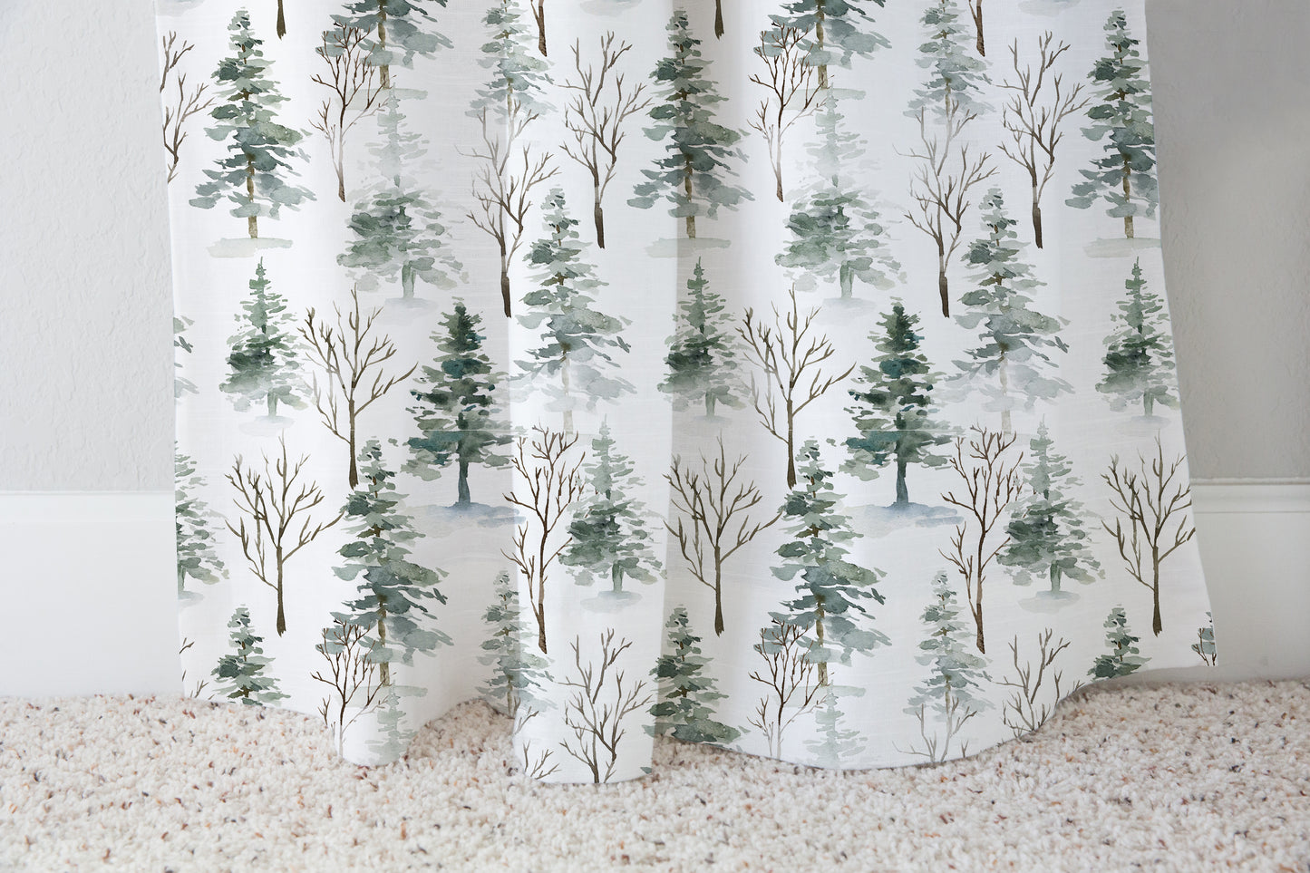 Pine Tree Curtain Single Panel, Forest Nursery Decor - Enchanted Forest