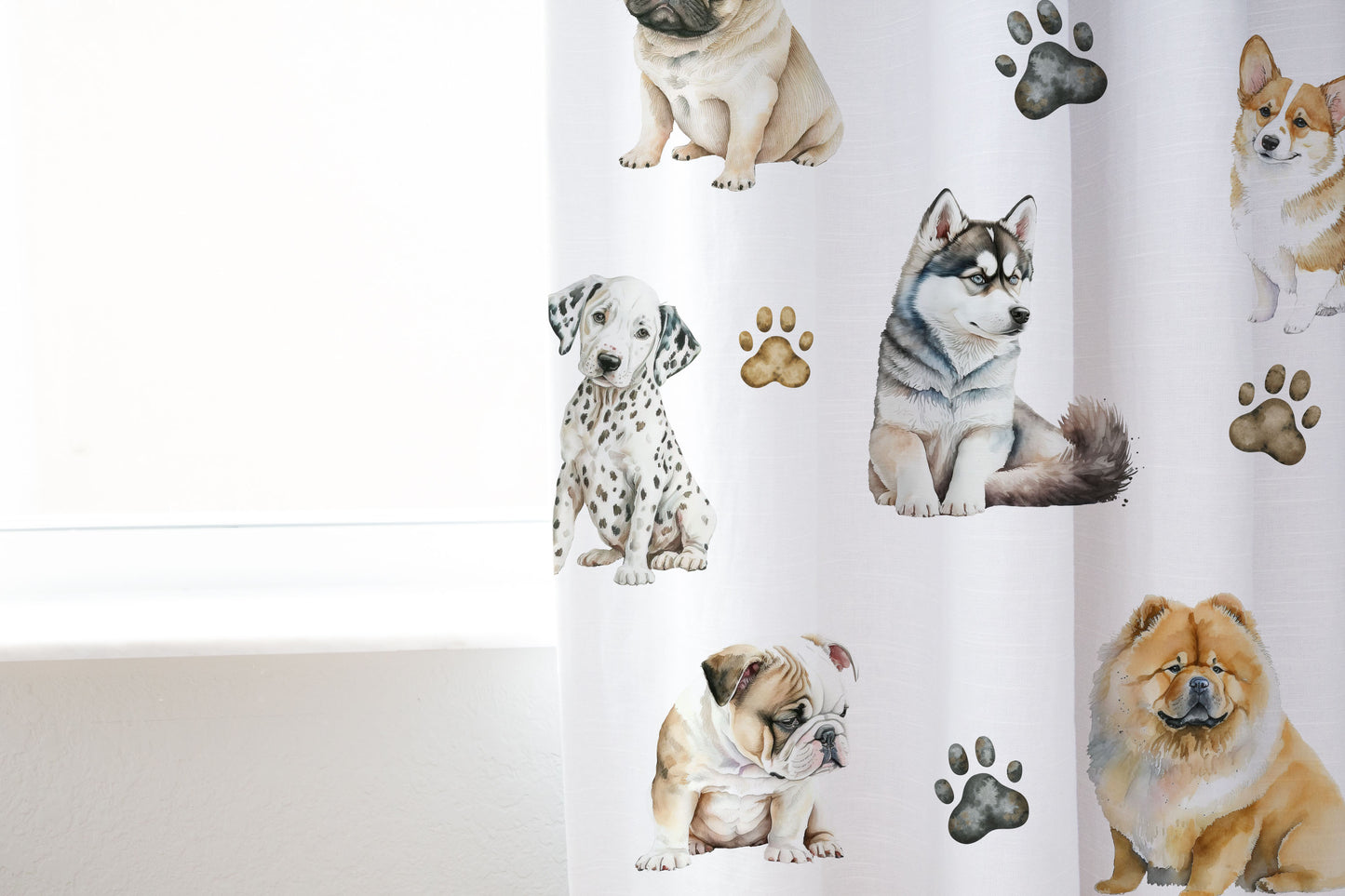 Dogs Curtain, Single Panel, Puppy dogs nursery decor - Friends Forever