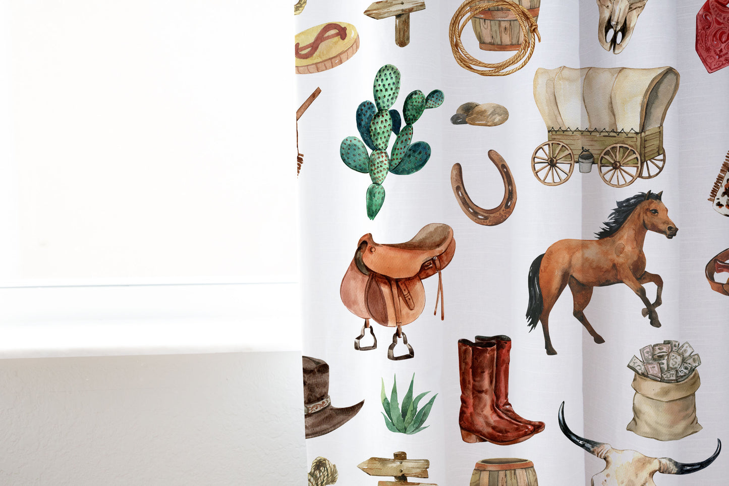 Cowboy Curtain, Single Panel, Cowboy western nursery decor - Cowboy life