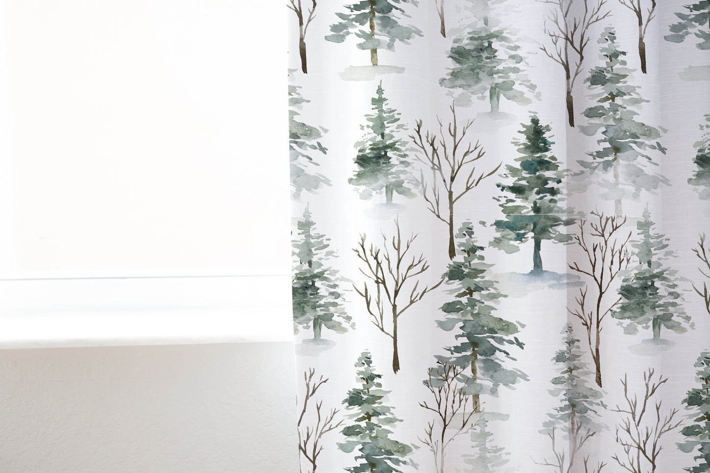 Pine Tree Curtain Single Panel, Forest Nursery Decor - Enchanted Forest