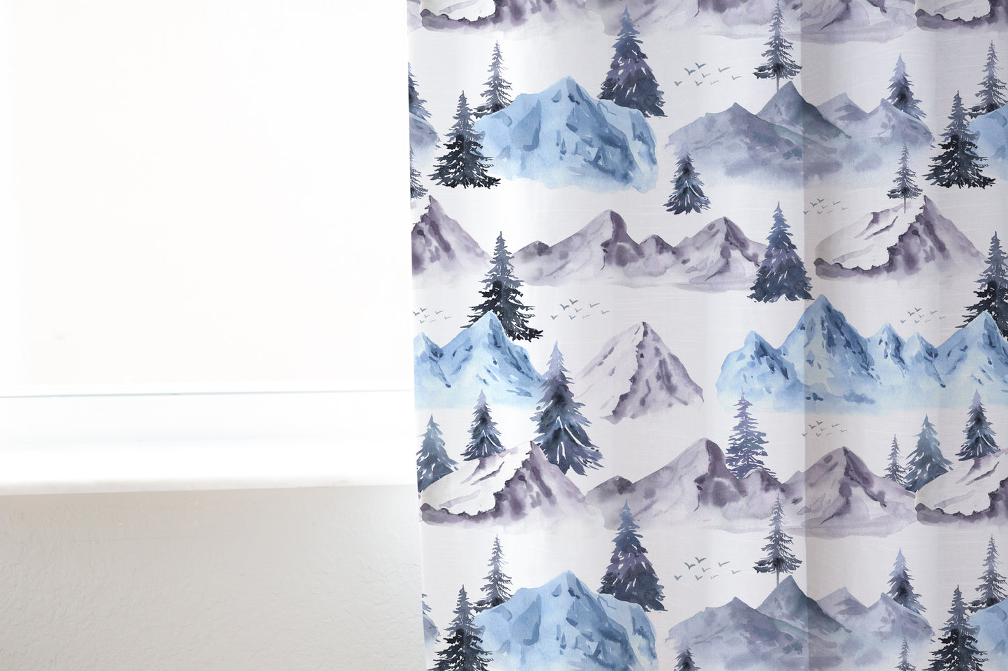 Blue Mountains Curtain Single Panel, Forest Nursery Decor - Wild Blue