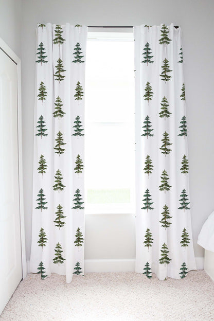 Pine Tree Curtain Single Panel, Woodland Nursery Decor