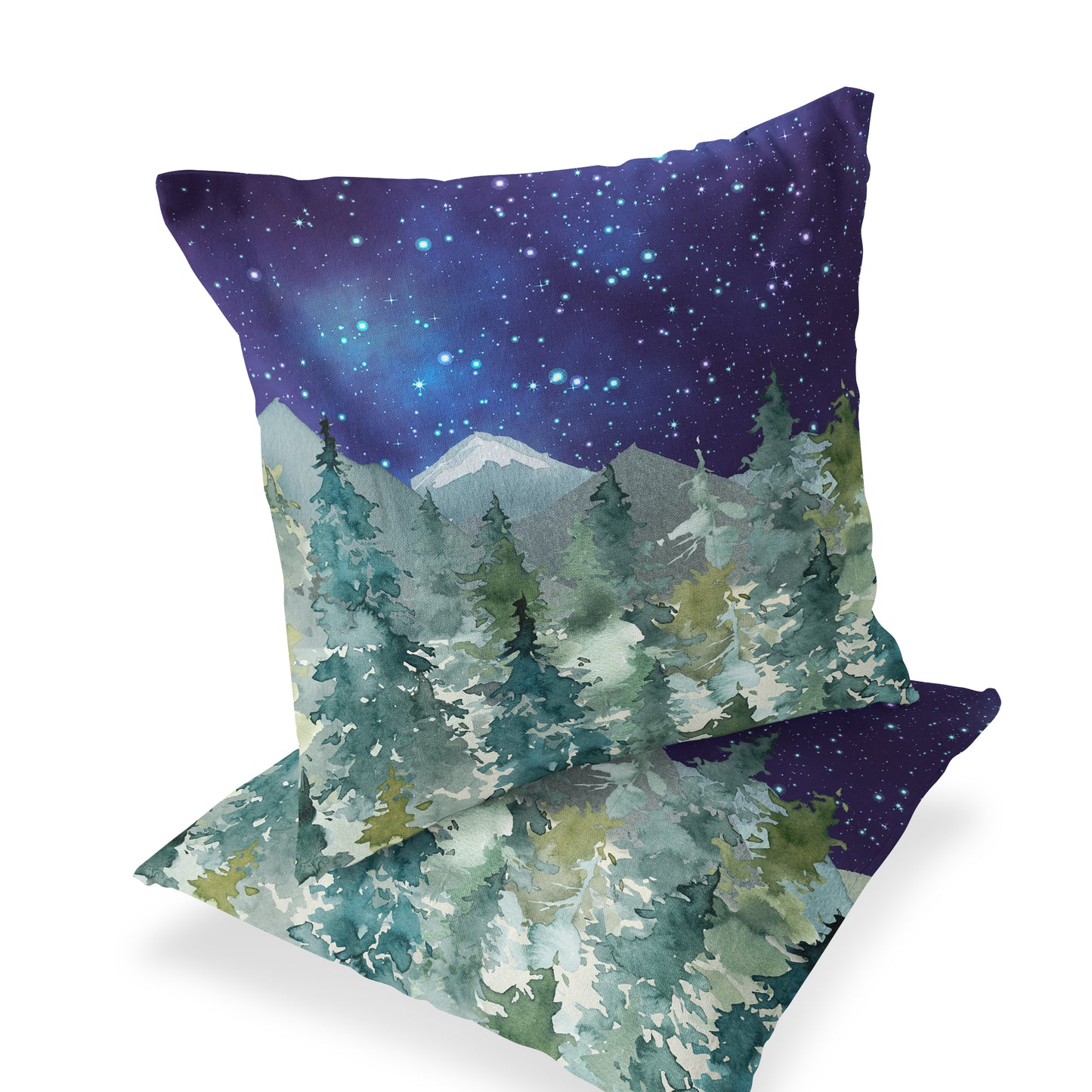 Dark Blue Sky Forest Pillow, Woodland Nursery Decor - Majestic Forest
