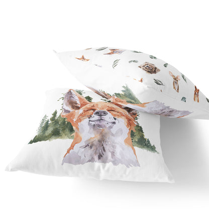 Fox Pillow Cover, Woodland Nursery Decor - Wild Woodland