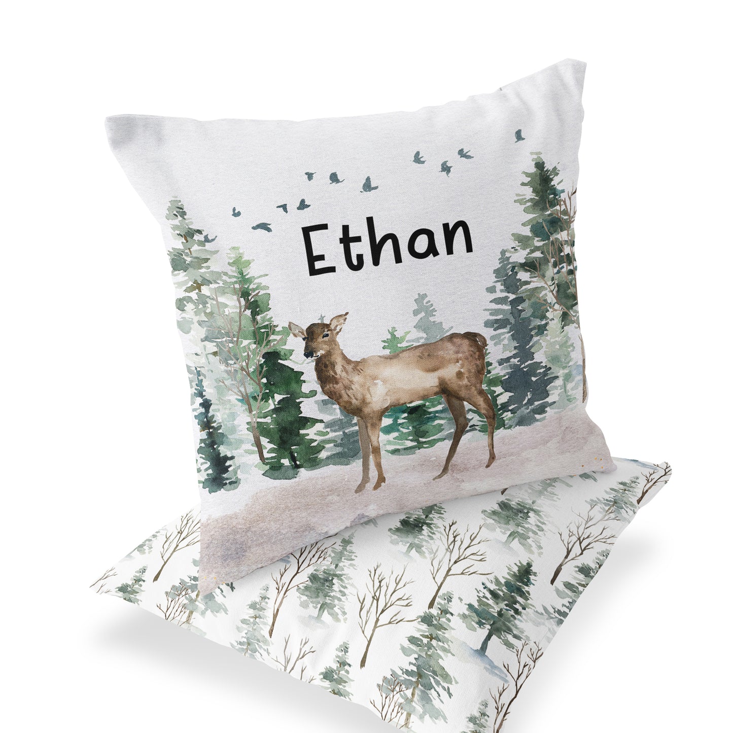 Doe Personalized Pillow, Woodland Nursery Decor - Enchanted Forest