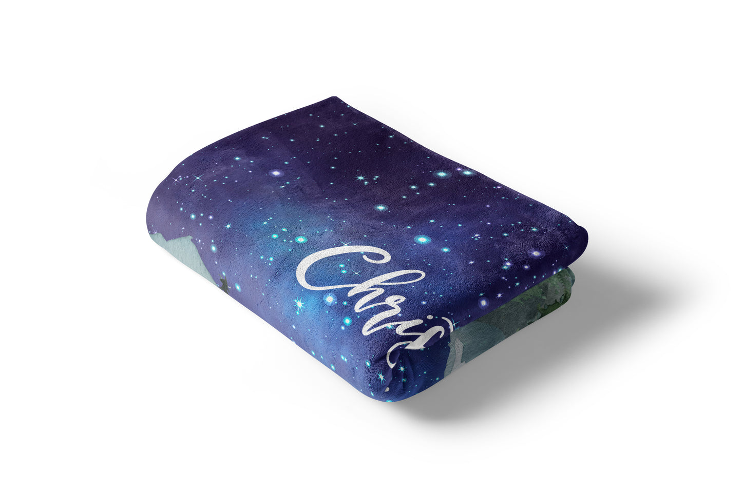 Dark Blue Sky Forest Personalized Minky Blanket, Woodland Nursery Bedding - Majestic Forest