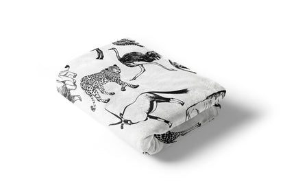 Black and White Jungle Minky Blanket, Safari Nursery Bedding - Black Africa