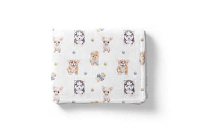 Puppy Minky Blanket, Dogs Nursery Bedding - Puppy Love