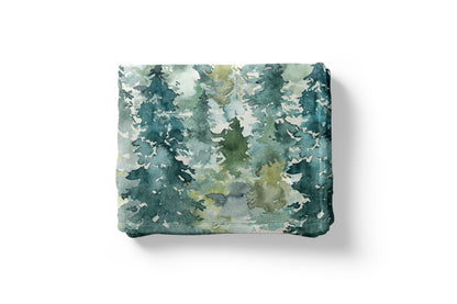 Dark Blue Sky Forest Personalized Minky Blanket, Woodland Nursery Bedding - Majestic Forest